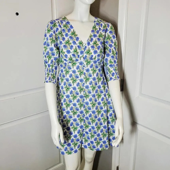 NWT Nordstrom MELLODAY Floral V-Neck Button Front Mini Dress Size Small - Picture 1 of 15